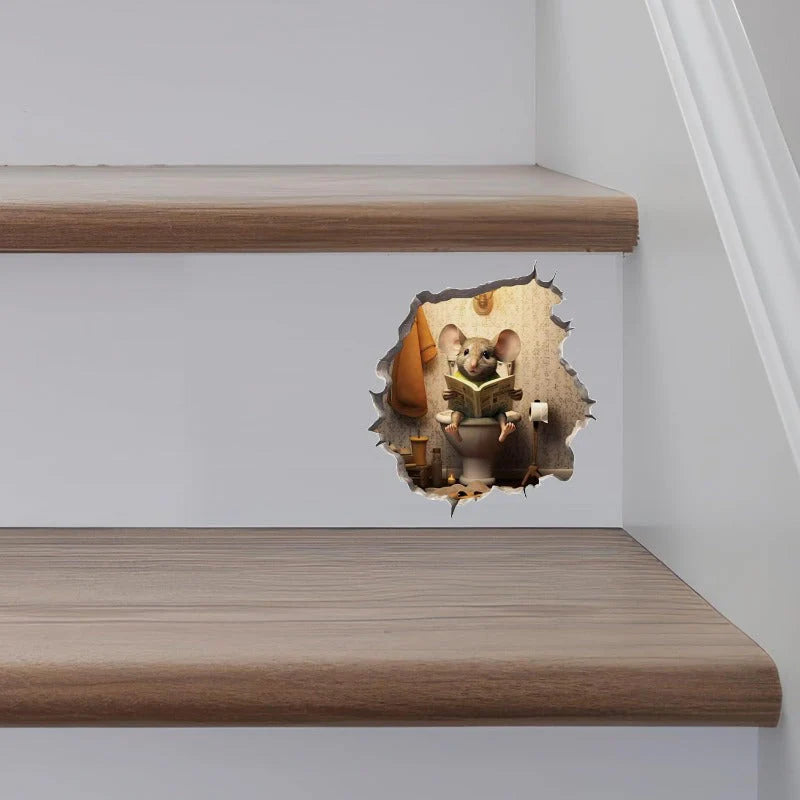 Realistic 3D Mouse Hole Decal