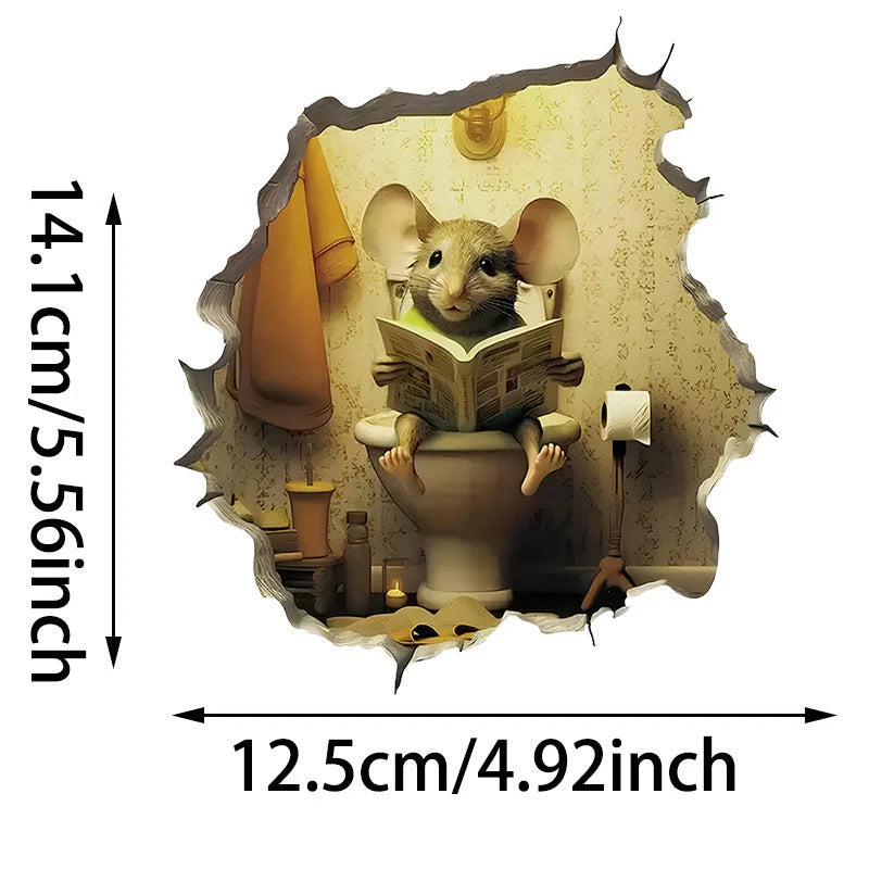 Realistic 3D Mouse Hole Decal