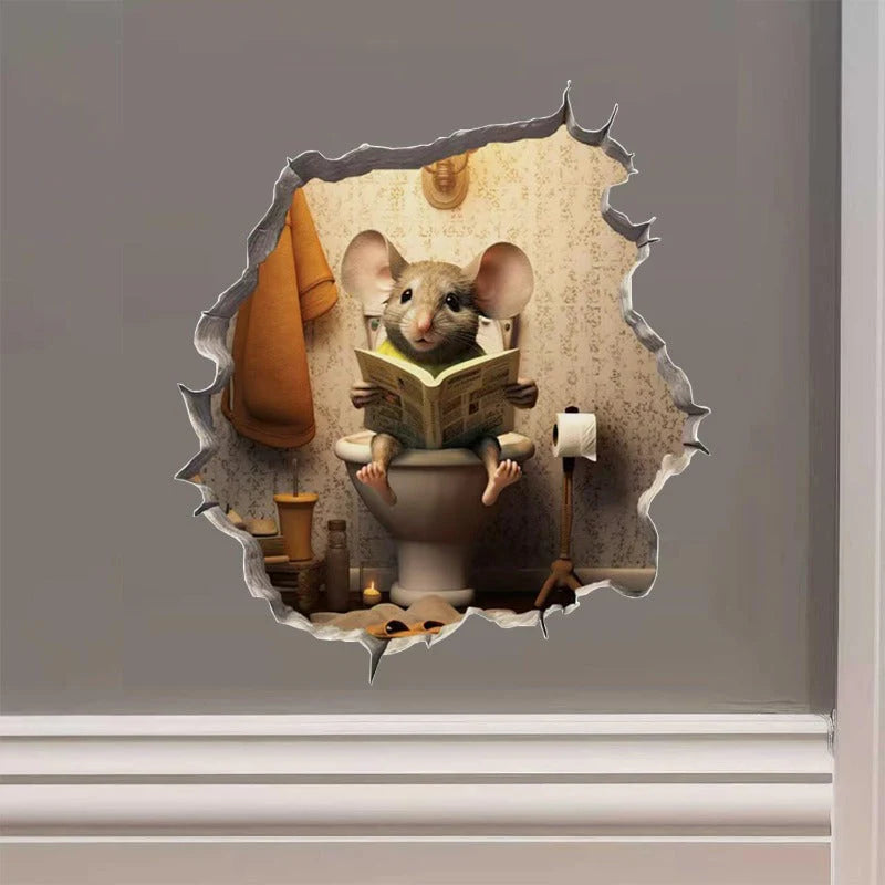 Realistic 3D Mouse Hole Decal