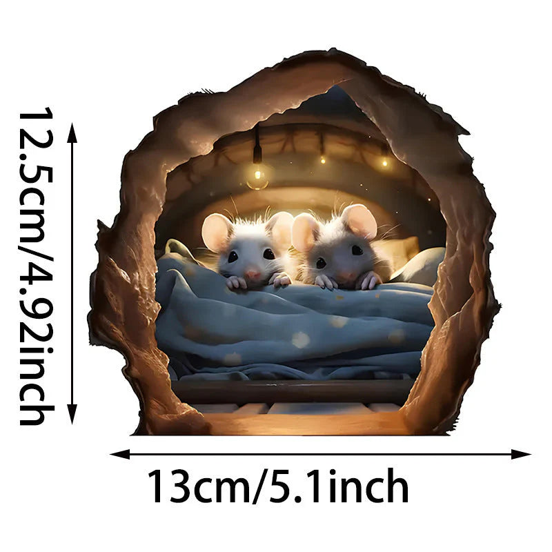 Realistic 3D Mouse Hole Decal