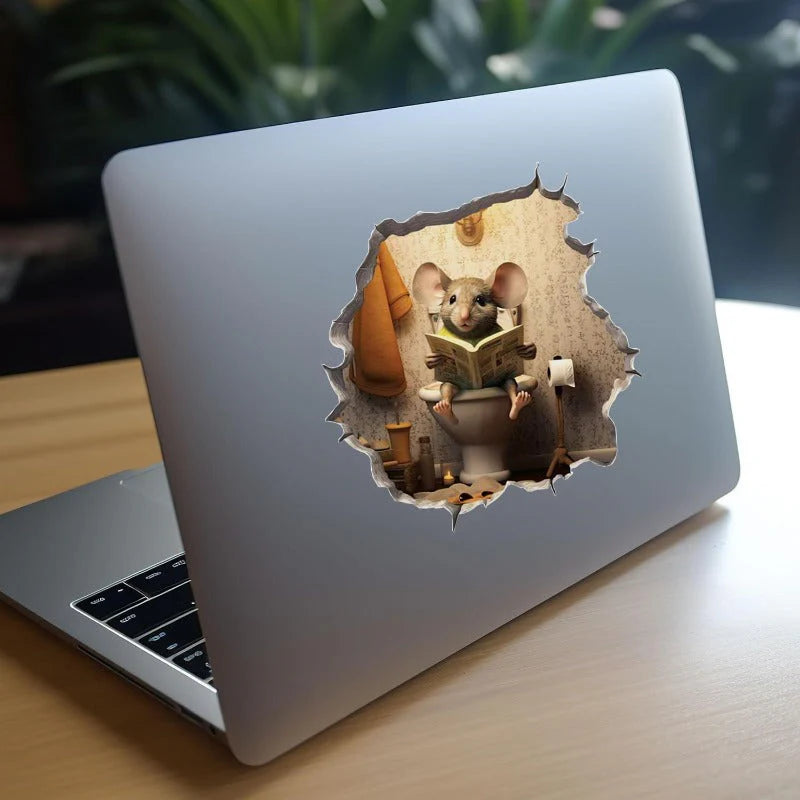 Realistic 3D Mouse Hole Decal