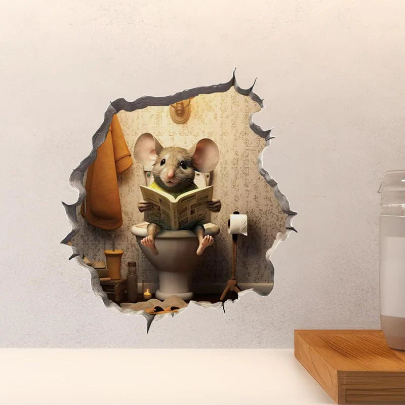 Realistic 3D Mouse Hole Decal
