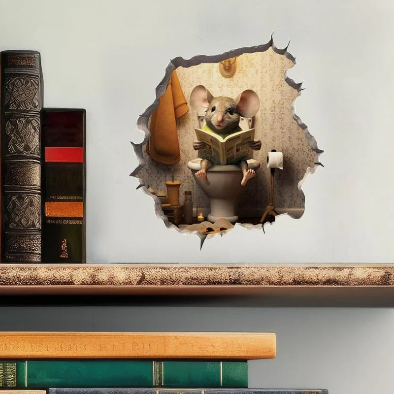 Realistic 3D Mouse Hole Decal