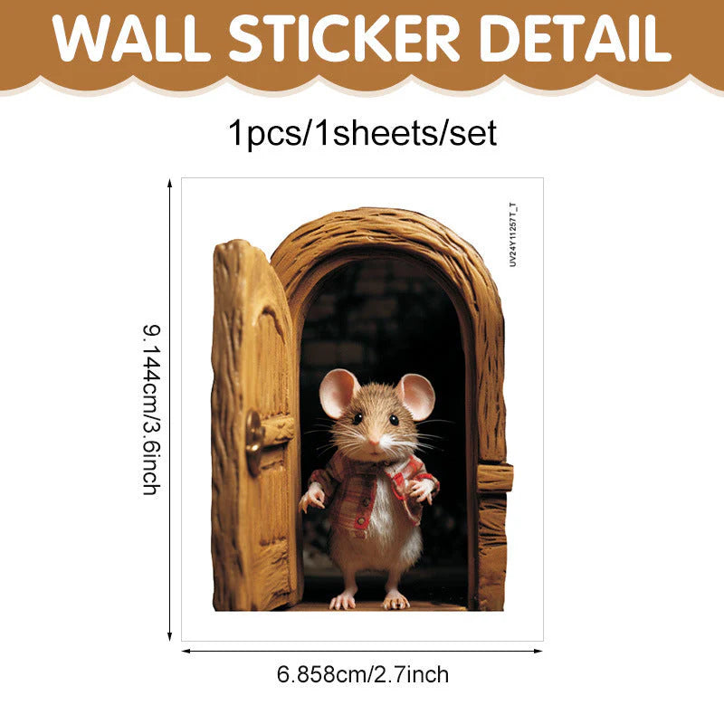 Realistic 3D Mouse Hole Decal