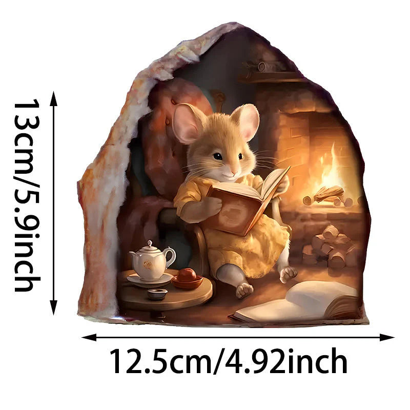 Realistic 3D Mouse Hole Decal